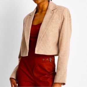 Women's Long Sleeve Plaid Cropped Blazer -Future Collective with Reese Blutstein